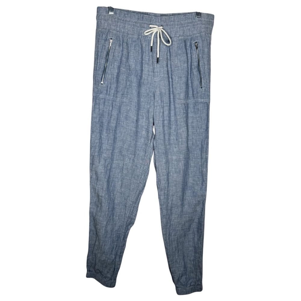 ATHLETA / Cabo Linen joggers blue chambray pants / 12 TALL